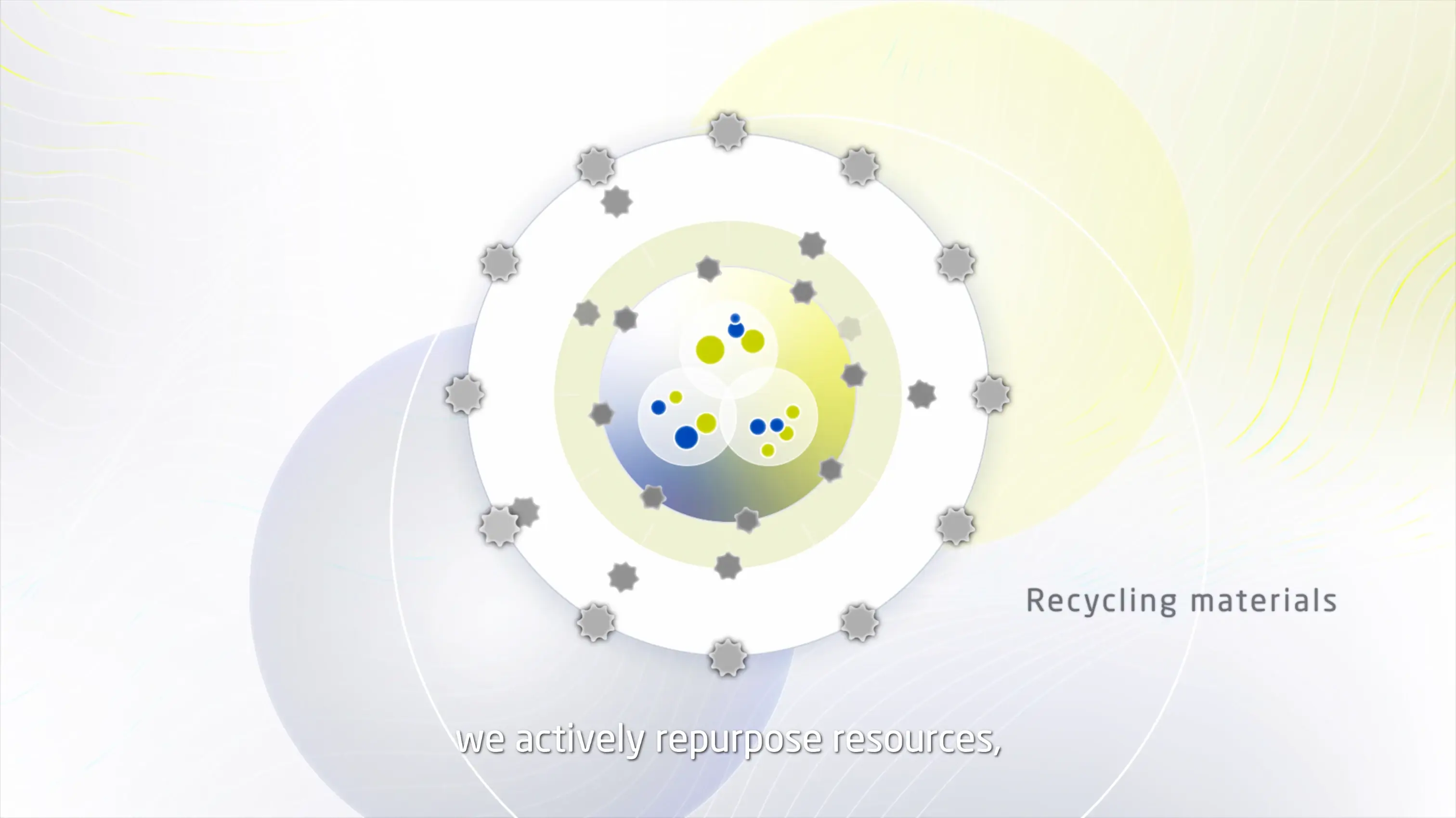 SCHUNK Xycarb企業形象影片動態圖表:循環回收材料示意動畫,搭配Recycling materials字幕,展示永續資源再利用理念,貳肆影像影片製作作品